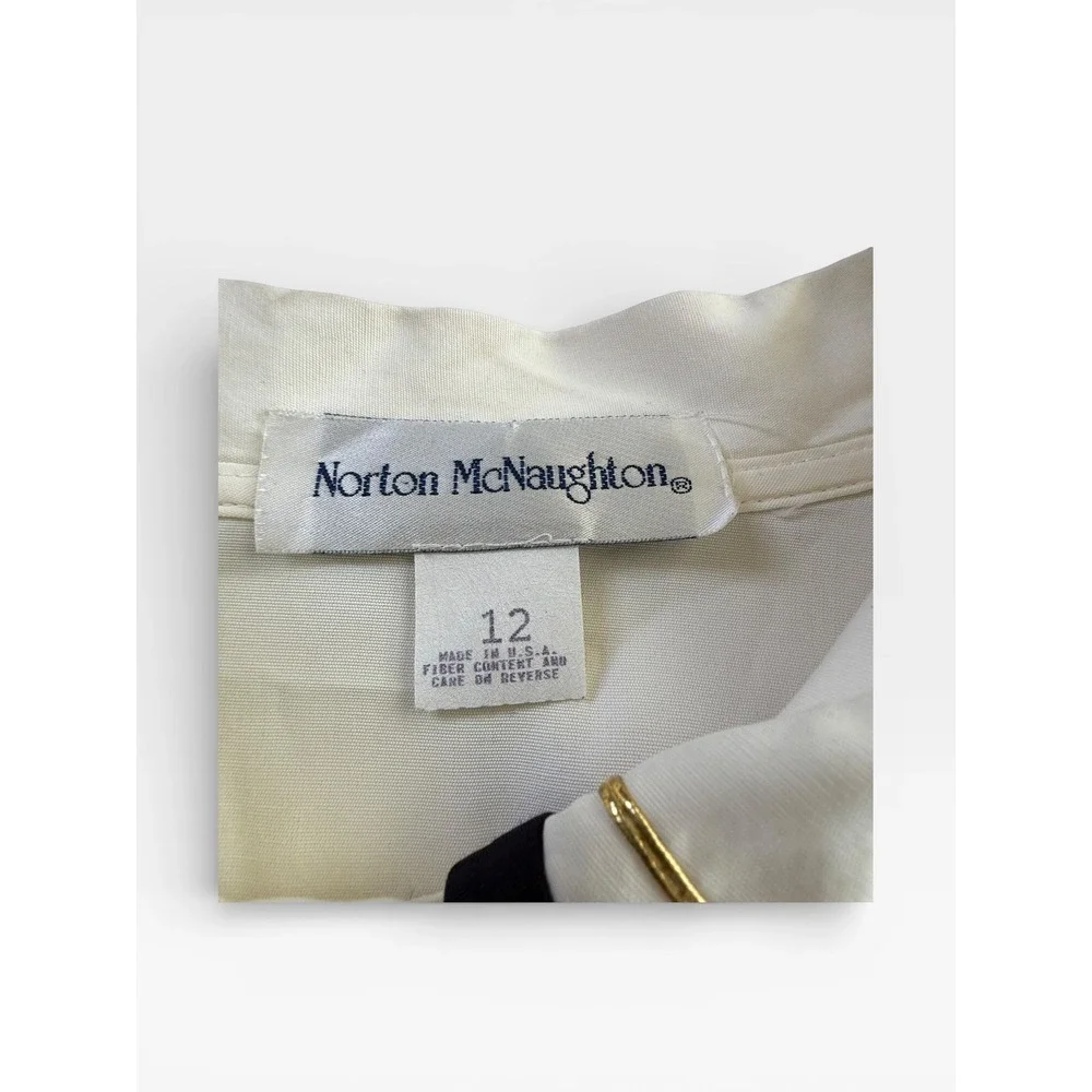 Norton McNaughton‎ Womens Cream Crest Emblem Collared Button Up Shirt Size 12